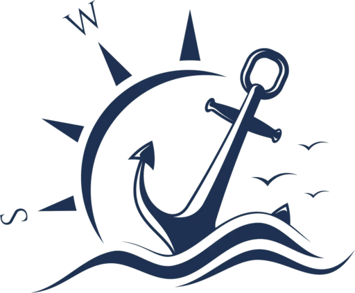 Nautical anchor and compass emblem